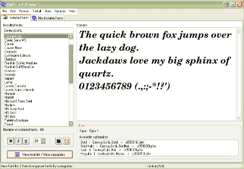 AMP Font Viewer
