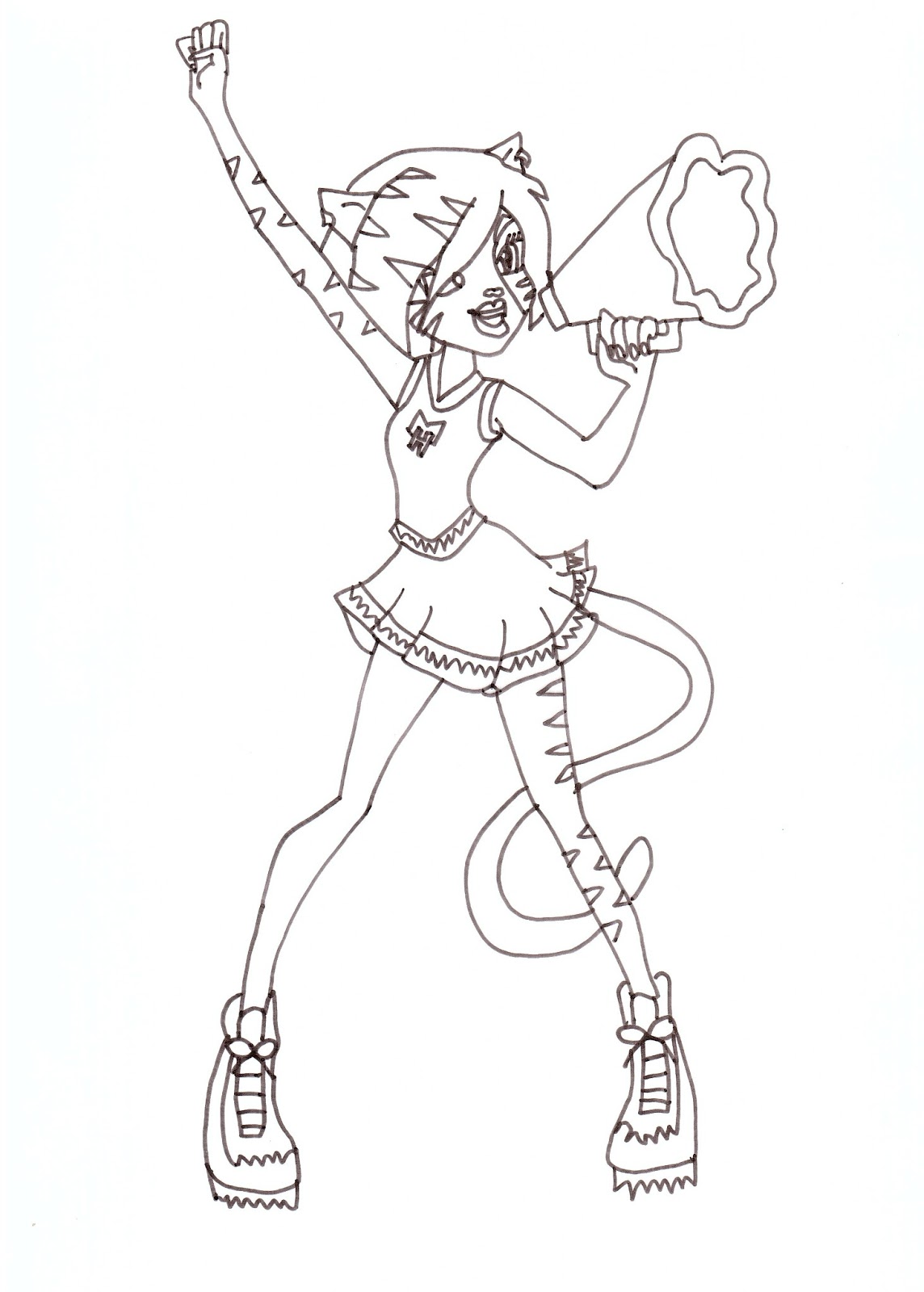 Download Free Printable Monster High Coloring Pages: Toralei Fearleading Coloring Sheet