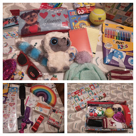 5=9 year old girl shoebox contents