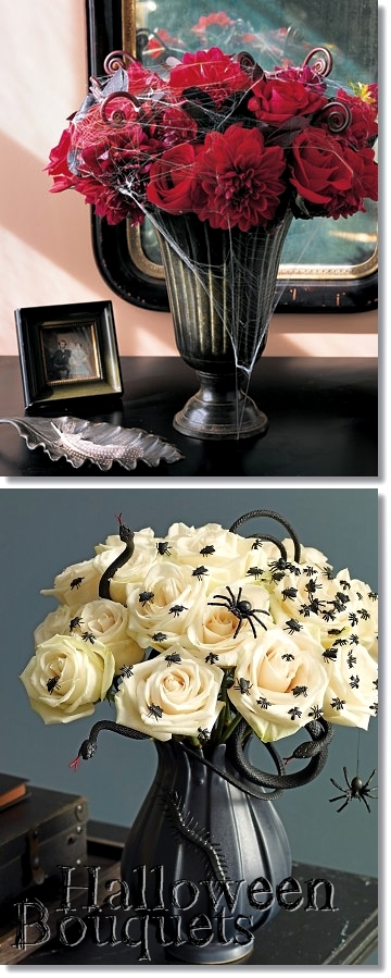 halloween buketter, hallowwen bouquets, bukett spindlar, bouquets spiders, halloween buketter inte orange, halloween bouquets not orange