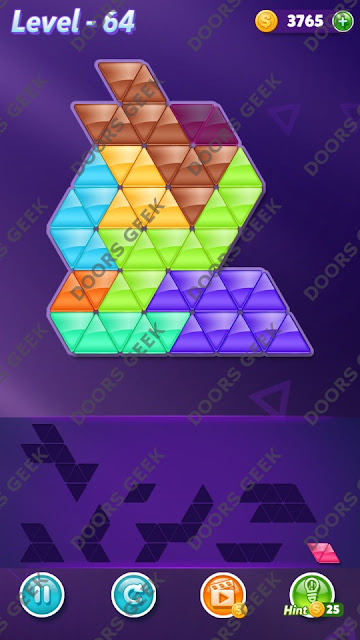 Block! Triangle Puzzle Expert Level 64 Solution, Cheats, Walkthrough for Android, iPhone, iPad and iPod