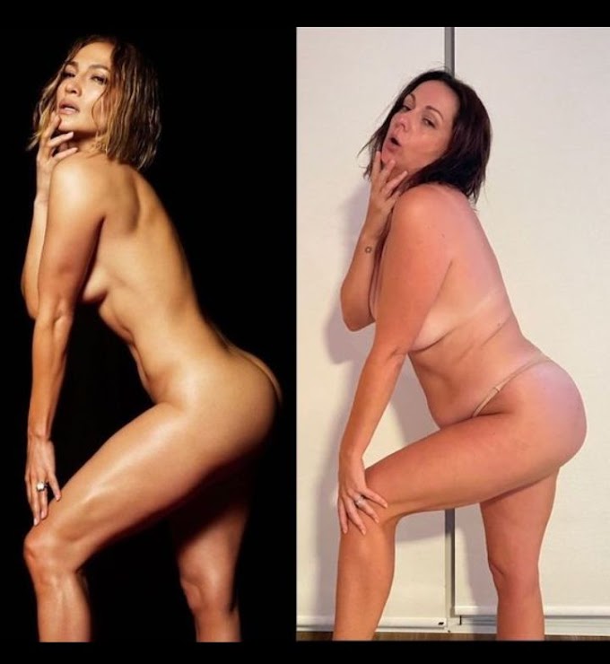 Copycat mom strips just to look like Jennifer Lopez in a photoshoot. 
