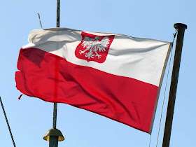 Polish flag, sailship Pogoria, port of Livorno