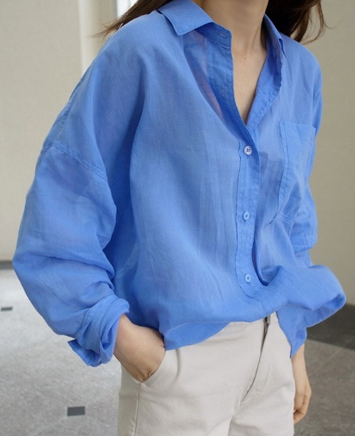 Cotton Gauze See-Through Shirt