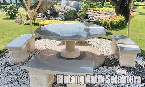 BINTANG MARMER Meja Taman Set dari Batu  Kali  Jual Meja 