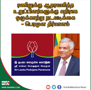 ரணிலுக்கு ஆதரவளித்த உறுப்பினர்களுக்கு எதிராக ஒழுக்காற்று நடவடிக்கை - பெரமுன தீர்மானம்