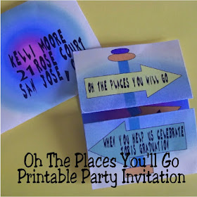 Print out these printable party invitations for your Oh The Places You'll Go party.  This fun invitation is perfect for a graduation party or a baby shower. Plus you can print and make the invitation and envelope at home.