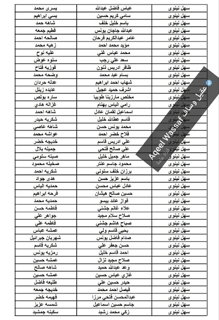 ملحق اسماء الوجبة الثامنة للرعاية الإجتماعية محافظة نينوى وسهل نينوى