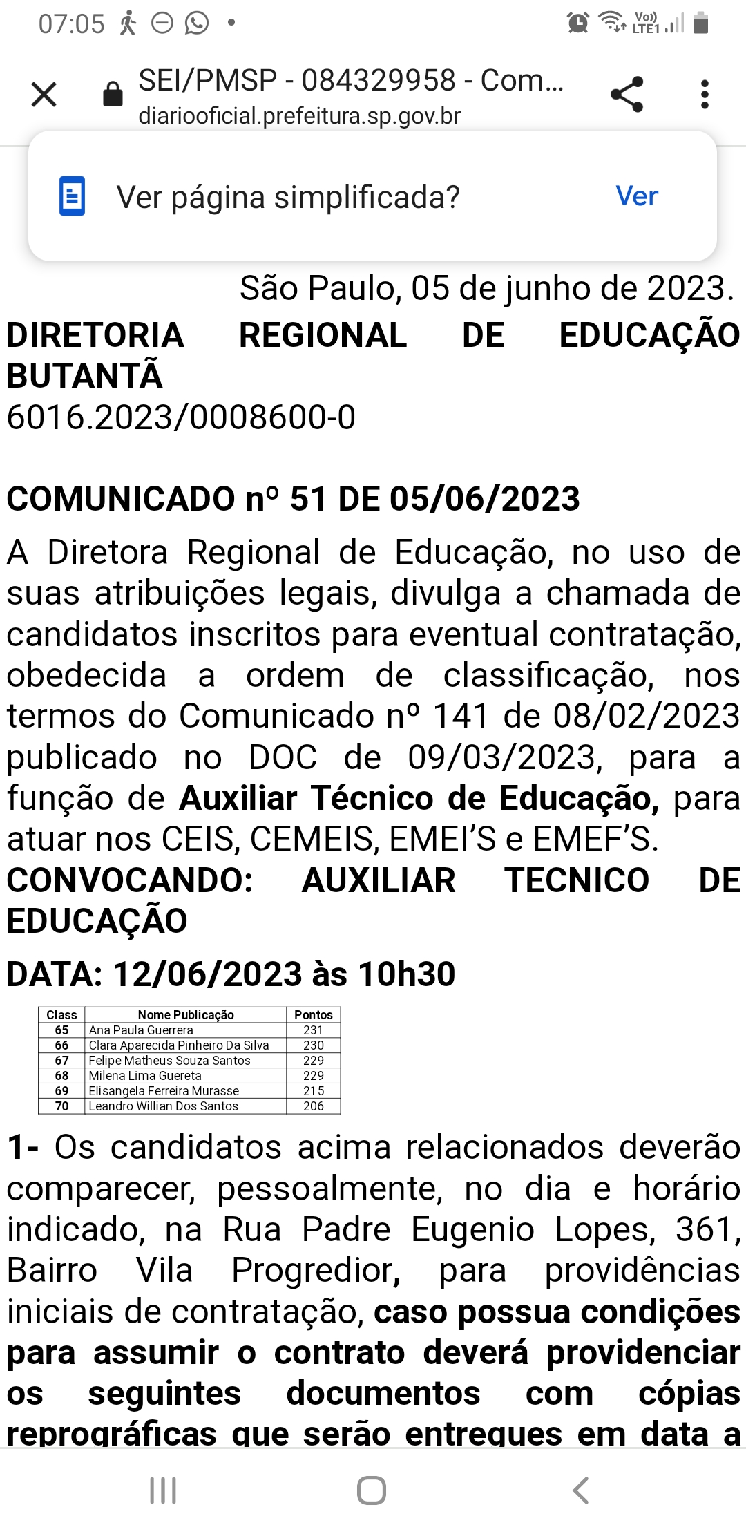 Hoje - Diretoria Regional de Educação Butantã - DRE Butantã