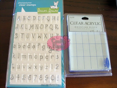 Lawn Fawn clear stamp - Sally's ABC, The Paper Studio clear block - 3 x 3 inch