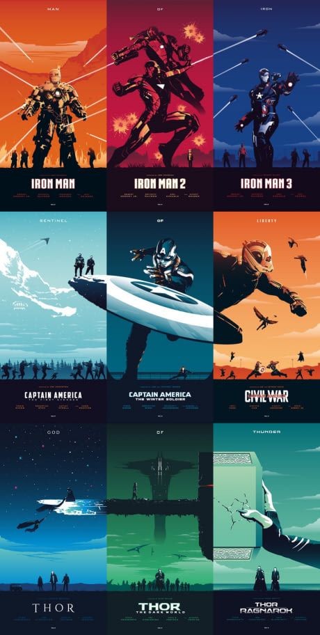 Iron man, Thor, Captain America trilogy vector art