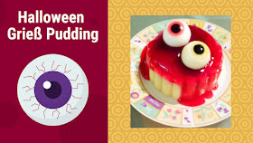 Grießpudding mit Augen zu Halloween