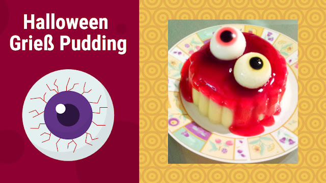 Grießpudding mit Augen zu Halloween