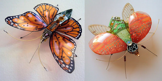 beautiful insect from recycled circuit boards