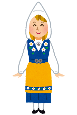 民族衣装を着たスウェーデンの女性のイラスト