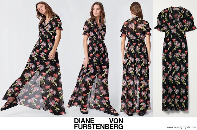Princess Eleonore wore DIANE VON FURSTENBERG Erica floral-print chiffon maxi dress