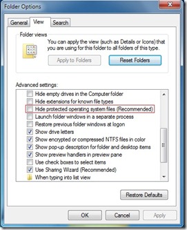 un hide protected file of OS