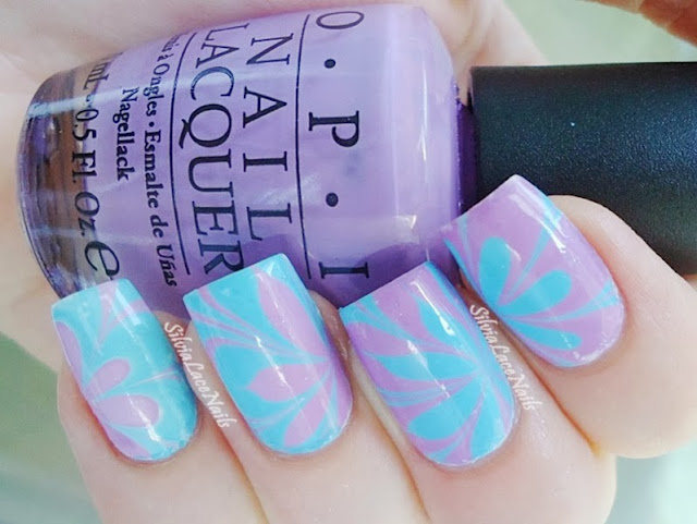 Blue and lilac water marble