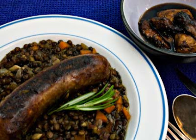 Sausages and Lentils with Spiced Figs