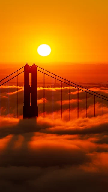 Linda Paisagem Ponte nas Nuvens Papel de Parede 4k, hd. 