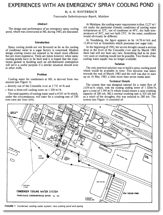 Experiences with an Emergency Spray Cooling Pond