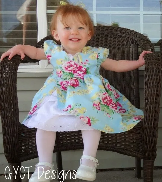 Little Girl in dress with Ruffle Petticoat in floral fabrics