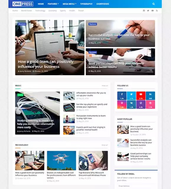 onepress-blogger-template-free-download