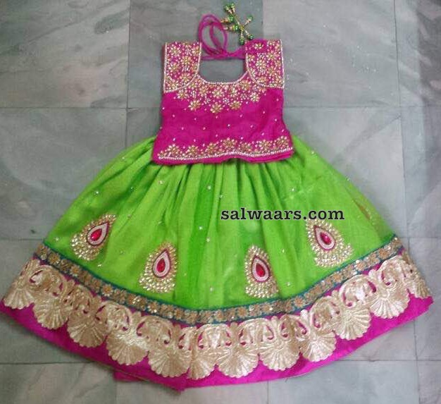  Green and PInk Sequnce Lehenga