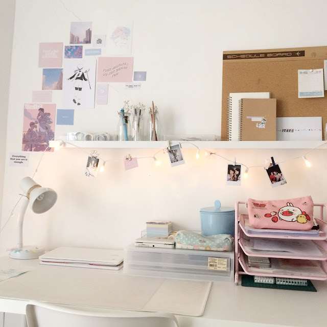 Use Photos or Quotes, some of the Paintings, DIY things that you like to decorate your wall, and use plants, desk lamps, books to decorate your desk, let's you make your space happy. It's always nice to have those daily reminders to keep your head up.
