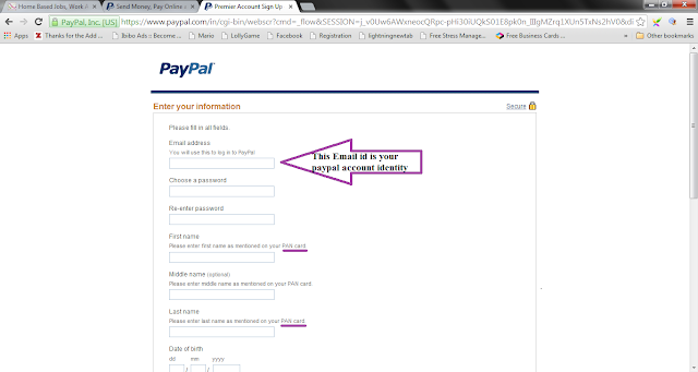 Paypal Account Registration- Step3