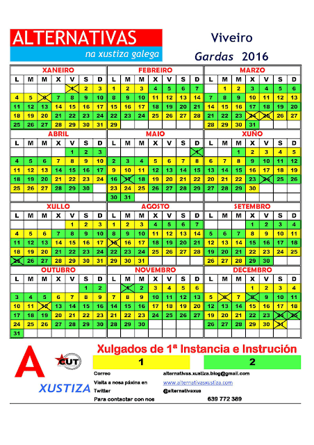 Viveiro. Calendario gardas 2016