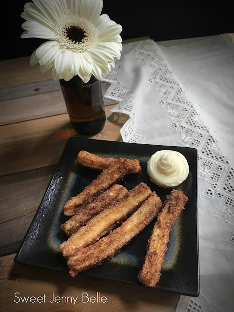 traditional churros with lime buttercream