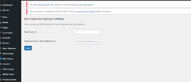 Tripleseat api integration wordpress nex-forms custom plugin