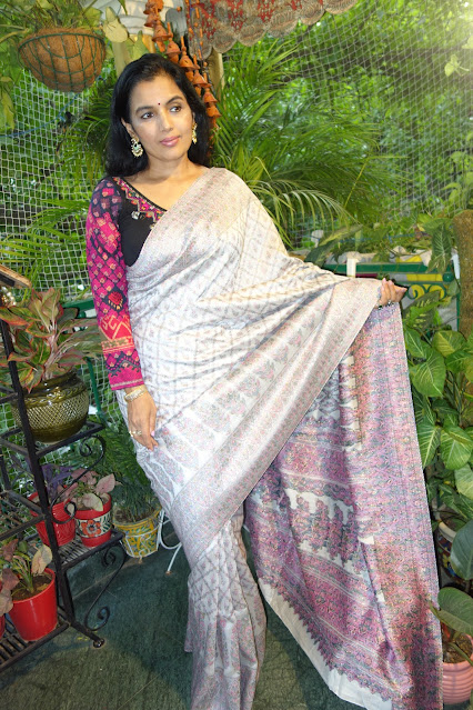 Silver Kani saree