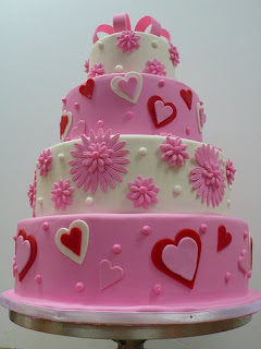 Pink and White Wedding Cake