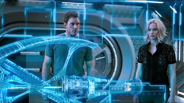 Chris Pratt e Jennifer Lawrence in "Passengers" (2016)