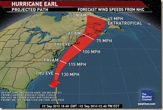 Earl takes a turn for the north