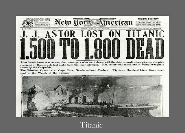 rms TITANIC on the cover of NEW YORK AMERICAN news paper