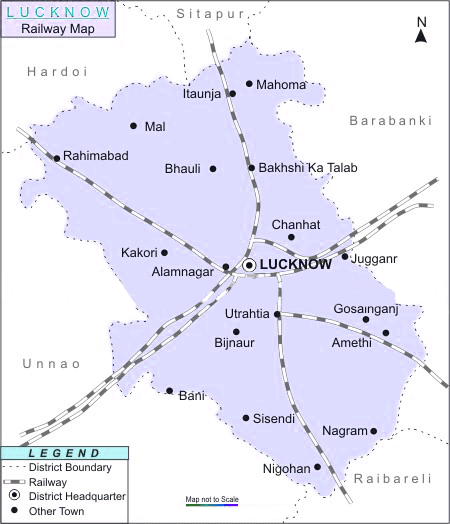 Rail-Map-india: Lucknow-railway-map
