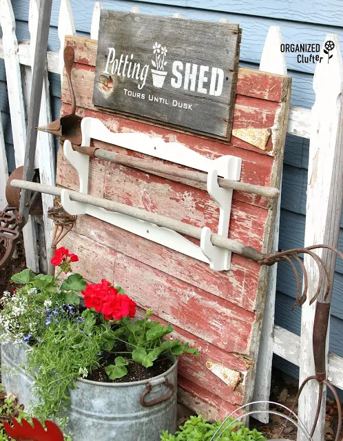 Potting Shed Stencil Sign on Barnwood