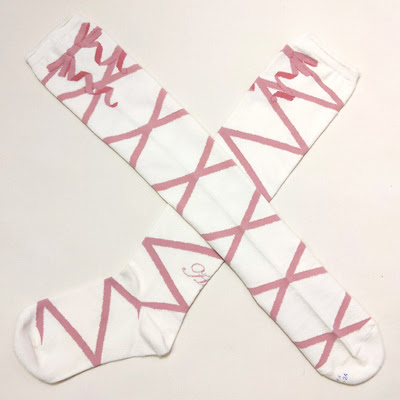 A/P Lace Up Ribbon OTKs Ivory x pink