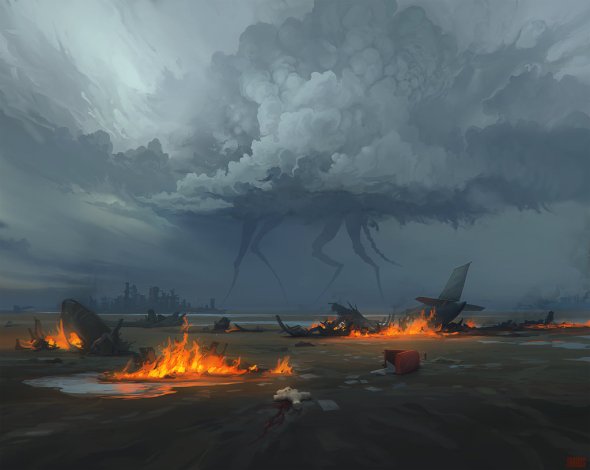 Artem Cheboha rhads deviantart ilustrações paisagens surreais fantasia céu nuvens baleias voando