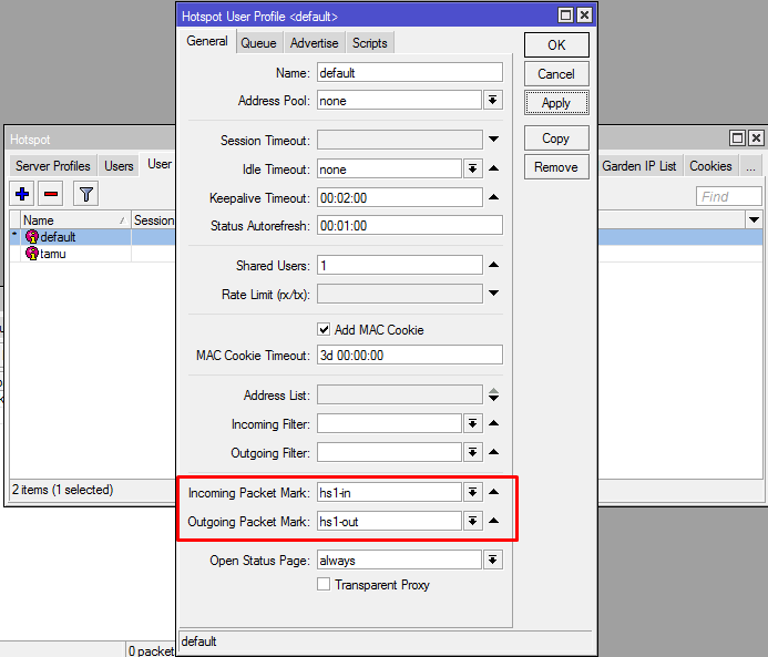 Penggunaan incoming dan Outgoing Packet Mark Hotspot Mikrotik
