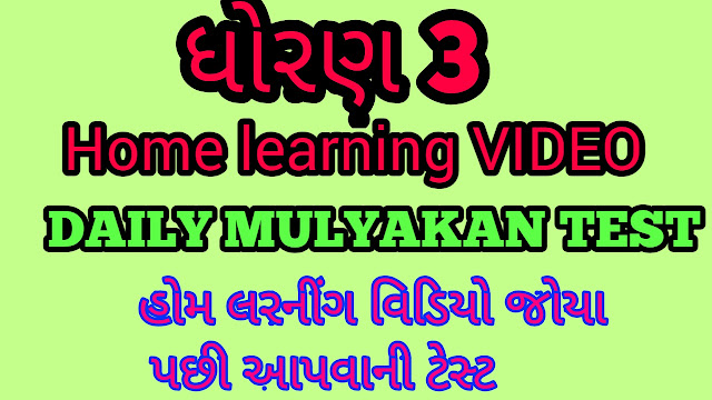 STD 3 HOME LEARNING DAILY MULYANKAN TEST