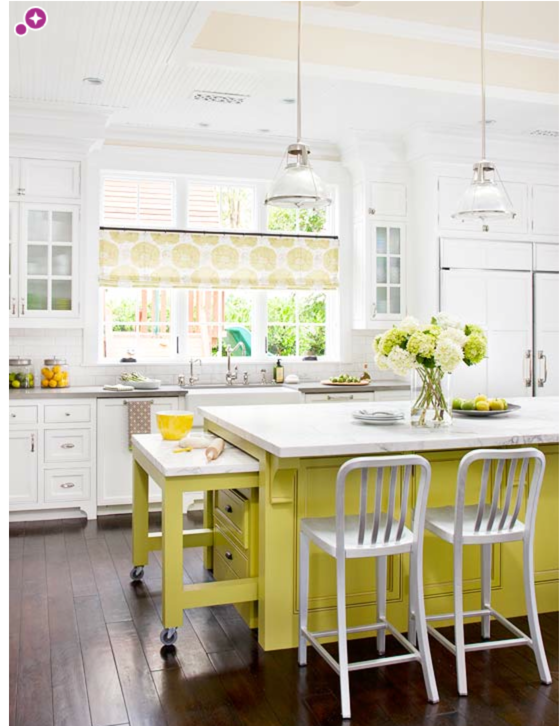 yellow kitchen island