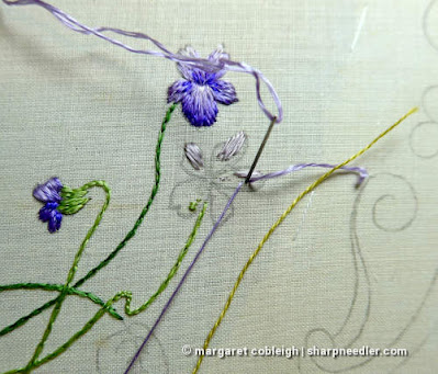 Society Silk Violets: Starting the first motif