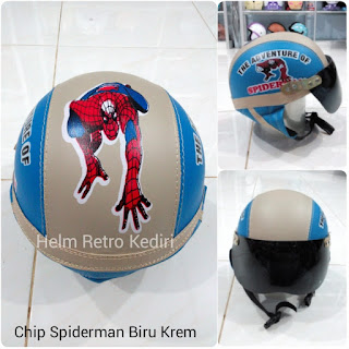 helm anak cowok spiderman retro lucu