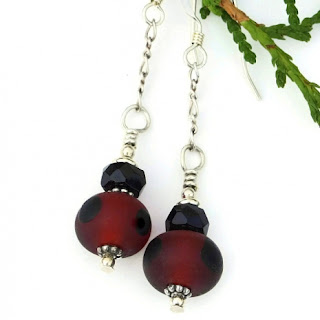 red and black lampwork jewelry gift idea for her