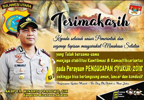  Kapolres Minsel Ucapkan Terima Kasih Atas Pengucapan yang Aman dan Lancar