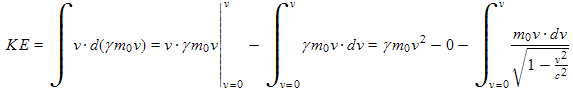 second equation in derivation of relativistic kinetic energy